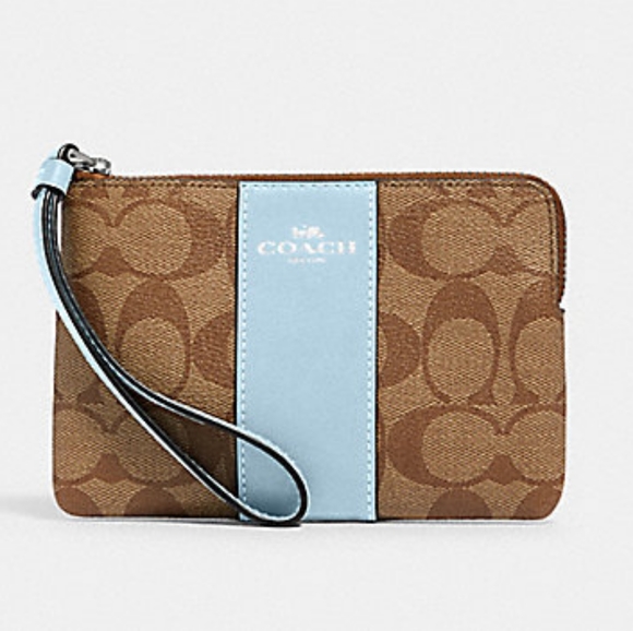 💙💙NWT COACH Corner Zip Wristlet In Signature Canvas💙💙 - Picture 1 of 2